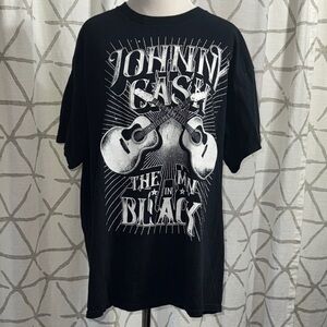 Men's Johnny Cash The Man In Black Guitar Design Shirt